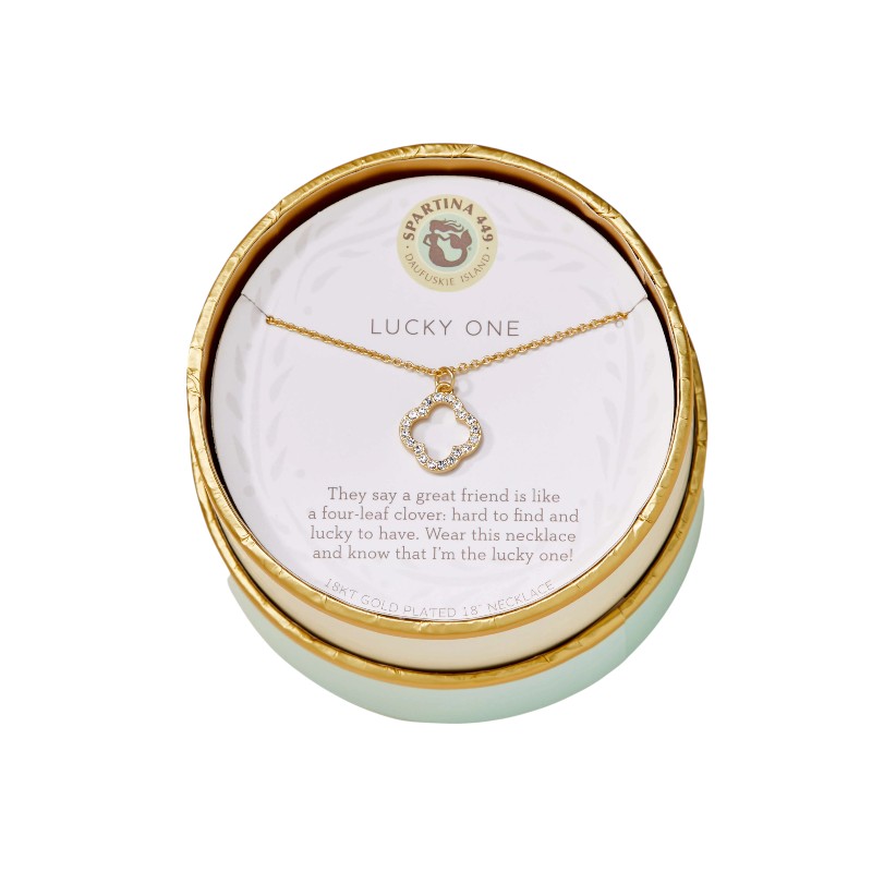 Spartina 449 Yellow Gold Tone Sea La Vie Lucky One Quatrefoil Necklace, 18