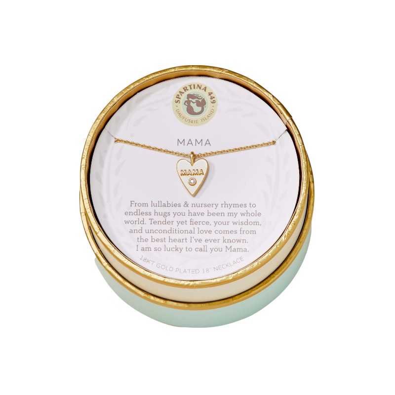 Spartina 449 Yellow Gold Tone Sea La Vie Mama Heart Necklace, 18