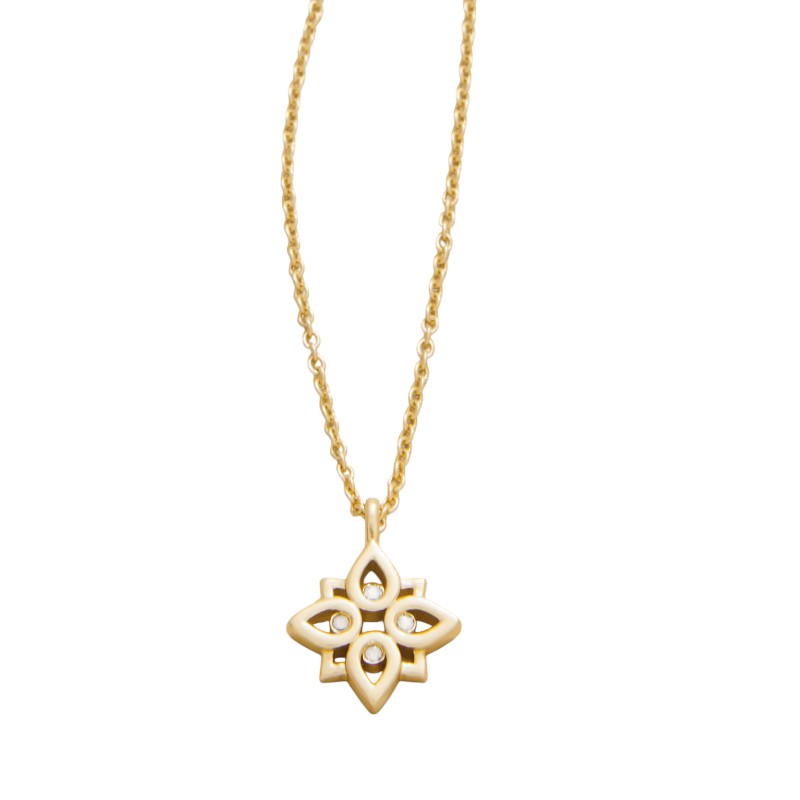 Spartina 449 Yellow Gold Tone Sea La Vie Never Give Up Lotus Necklace, 18