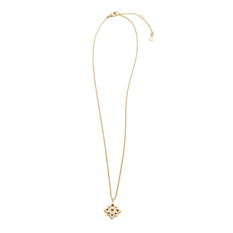 Spartina 449 Yellow Gold Tone Sea La Vie Never Give Up Lotus Necklace, 18
