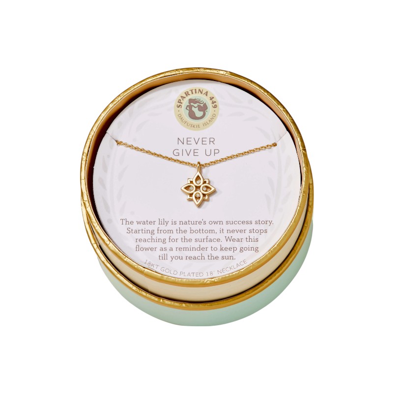 Spartina 449 Silver Sea La Vie Never Give Up Lotus Necklace, 18