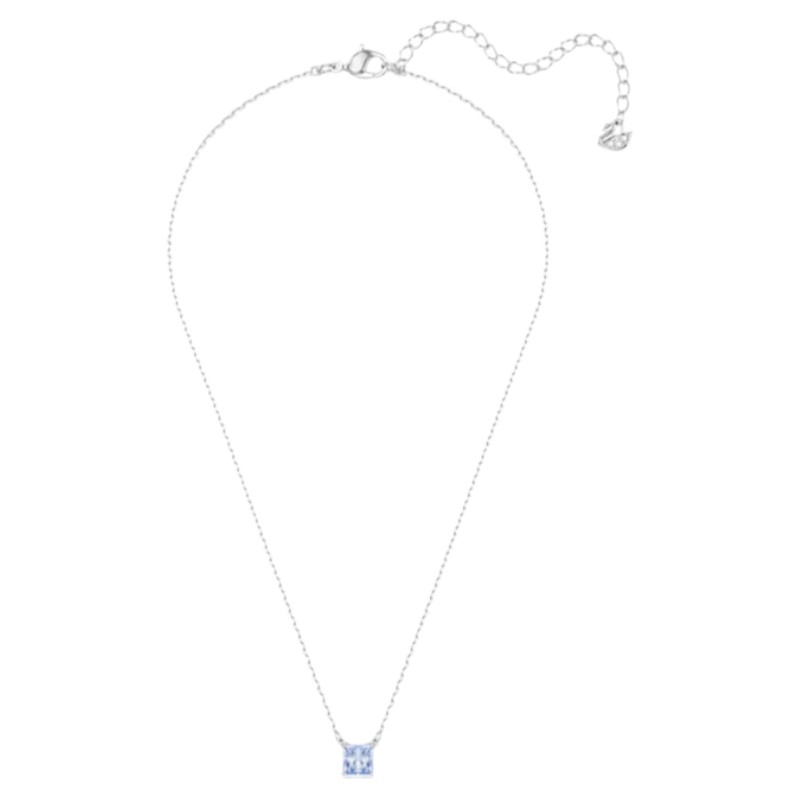 Swarovski Square Cut Matrix Pendant Necklace, Blue and Rhodium Plated