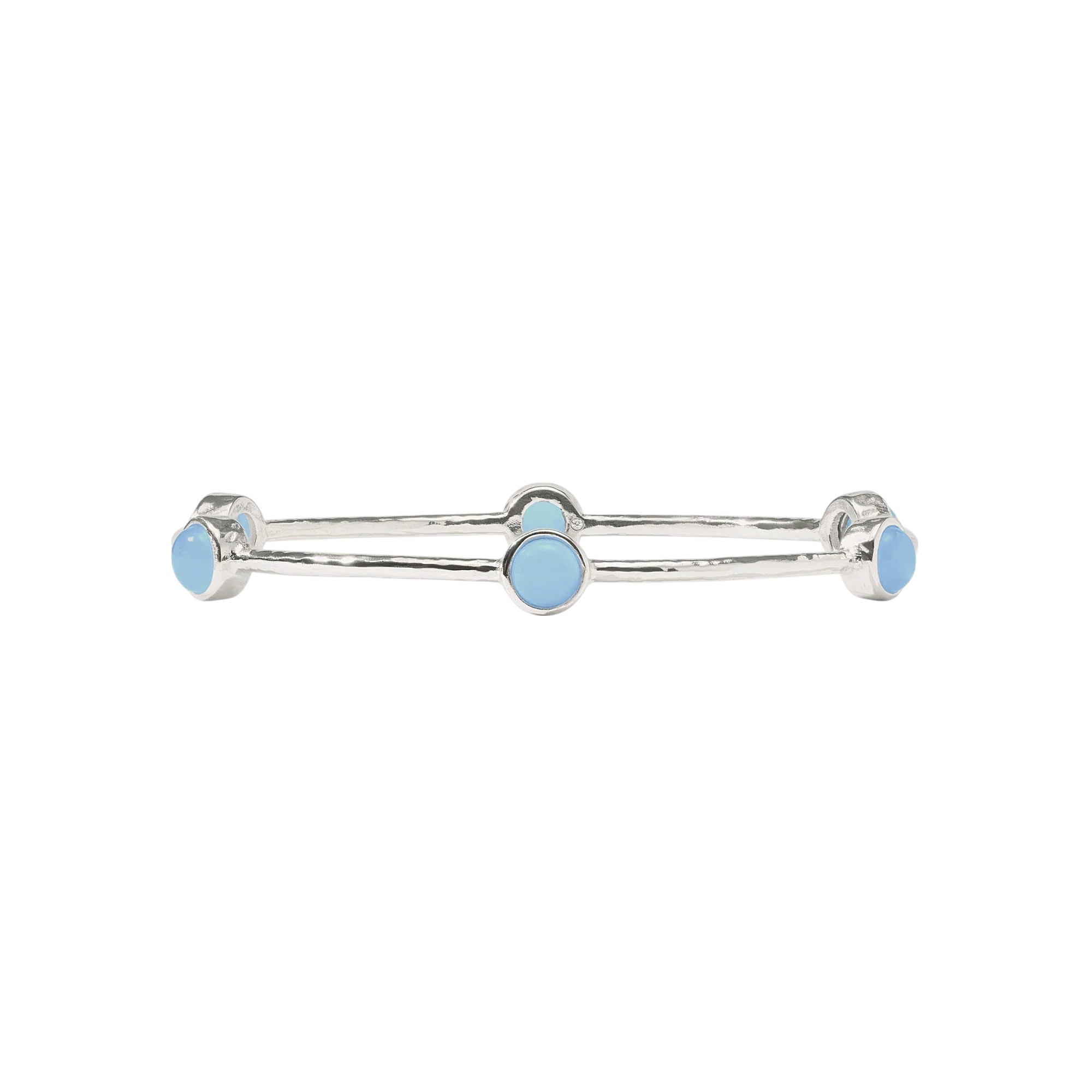 Julie Vos Medium Milano Luxe Bangle, Silver and Chalcedony Blue