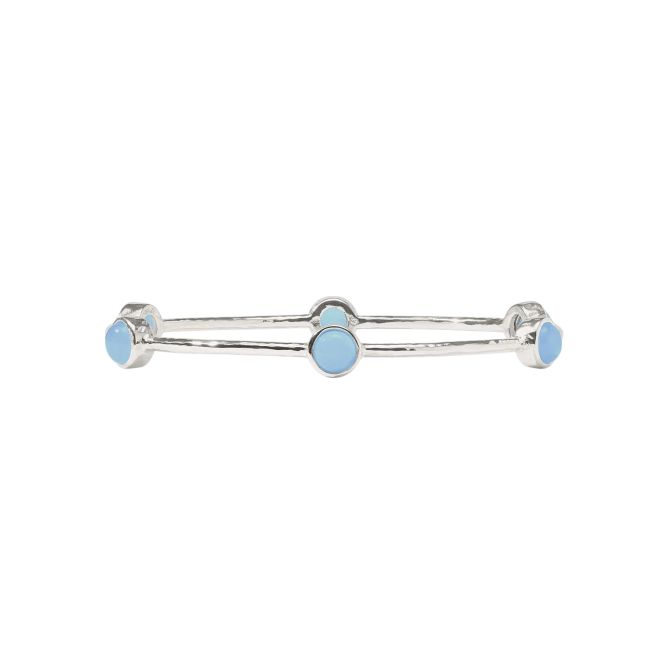 Julie Vos Medium Milano Luxe Bangle, Silver and Chalcedony Blue