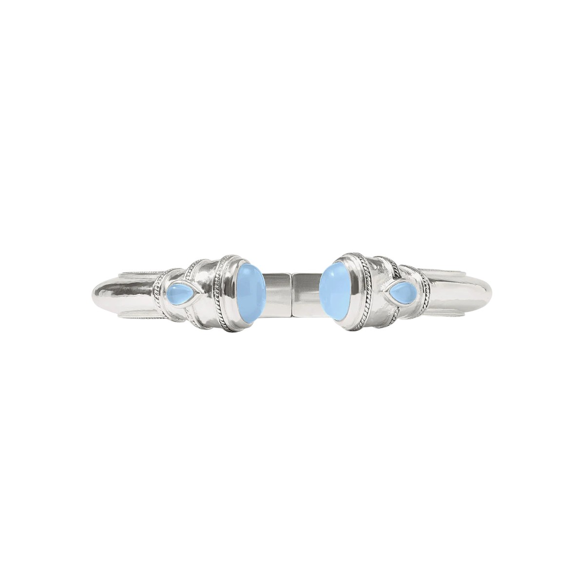 Julie Vos Silver Regular Cannes Demi Cuff Bracelet, Chalcedony Blue