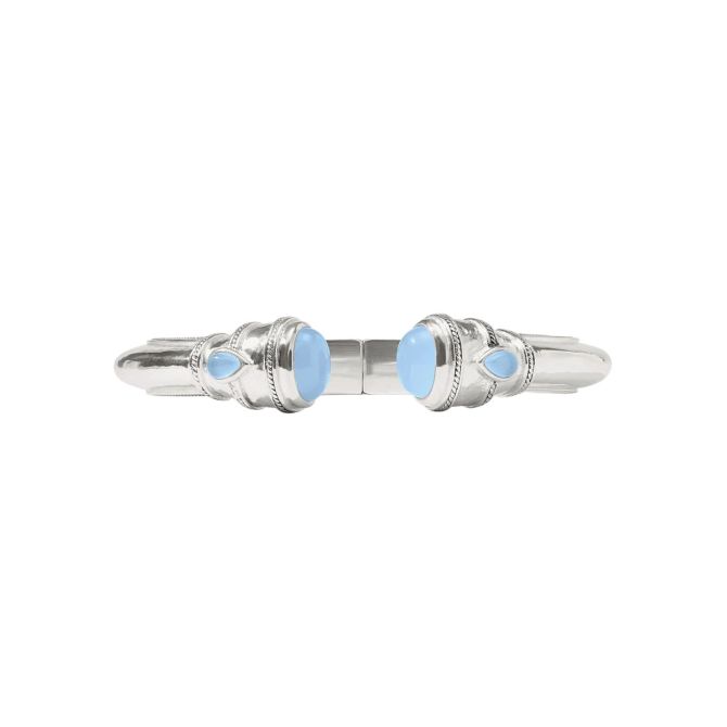 Julie Vos Silver Regular Cannes Demi Cuff Bracelet, Chalcedony Blue