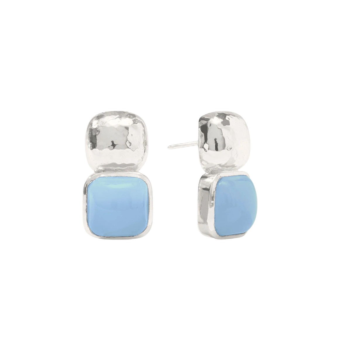 Julie Vos Silver Catalina Earrings, Chalcedony Blue