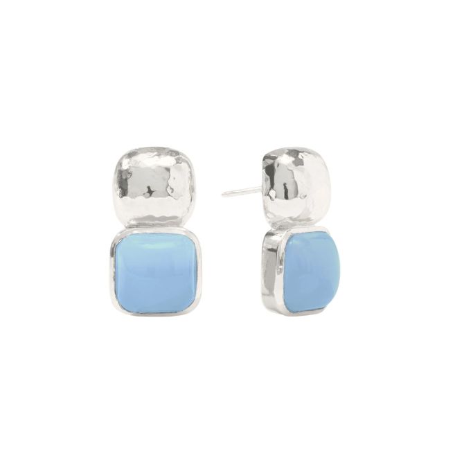 Julie Vos Silver Catalina Earrings, Chalcedony Blue