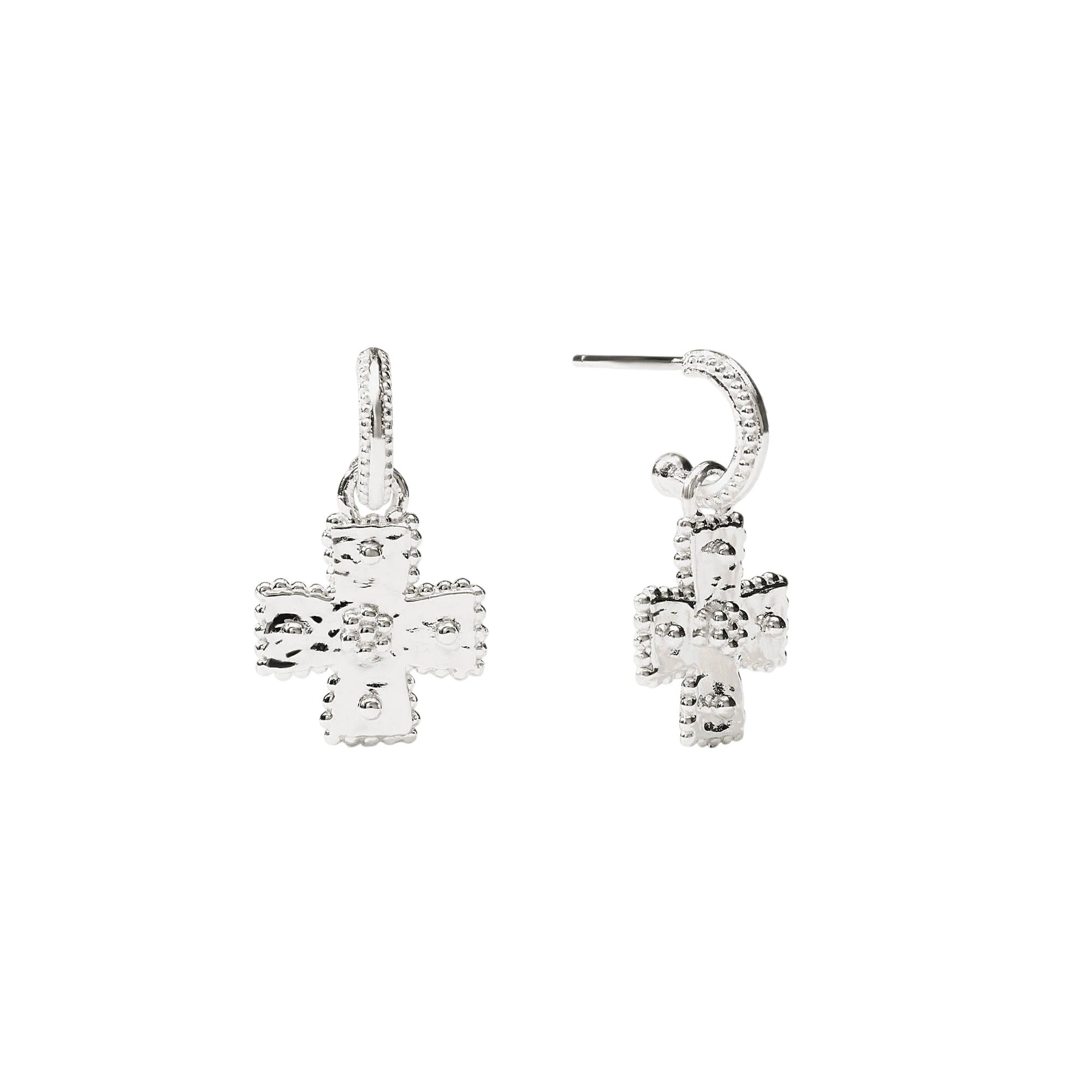Julie Vos Canterbury Hoop and Charm Earrings, Silver