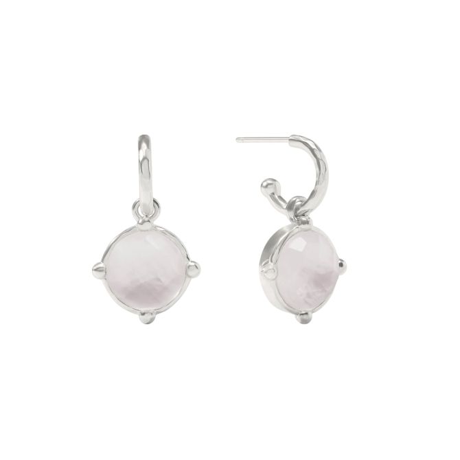 Julie Vos Silver Honeybee Hoop and Charm Earrings, Iridescent Clear Crystal