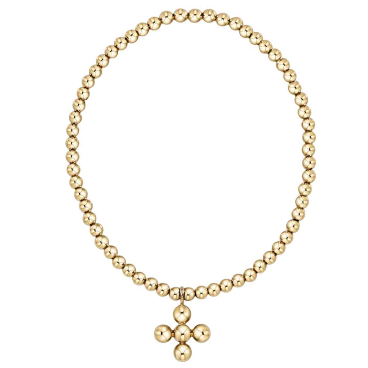 Enewton Classic Gold 3mm Classic Signature Cross with 4mm Gold Charm Beaded Bracelet