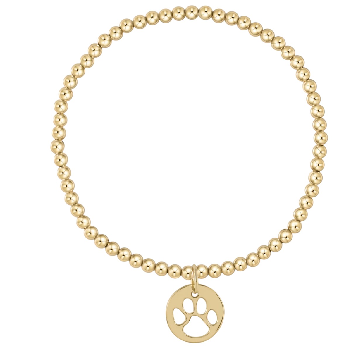 Enewton Classic Gold 3mm Bead Bracelet, Paw Print Gold Disc