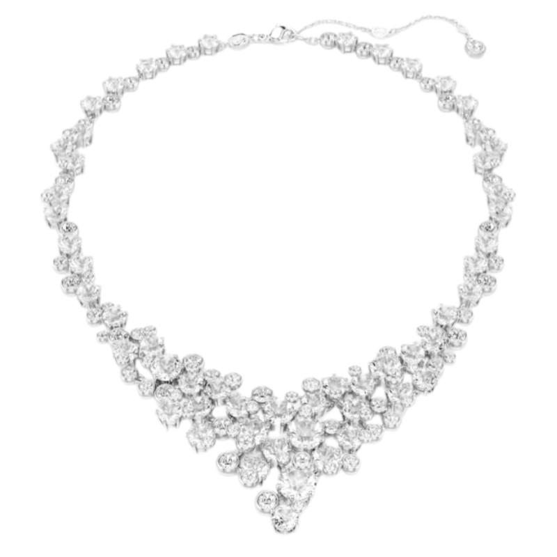 Swarovski Mixed Cuts Clasp Constella Necklace, White and Rhodium Plated