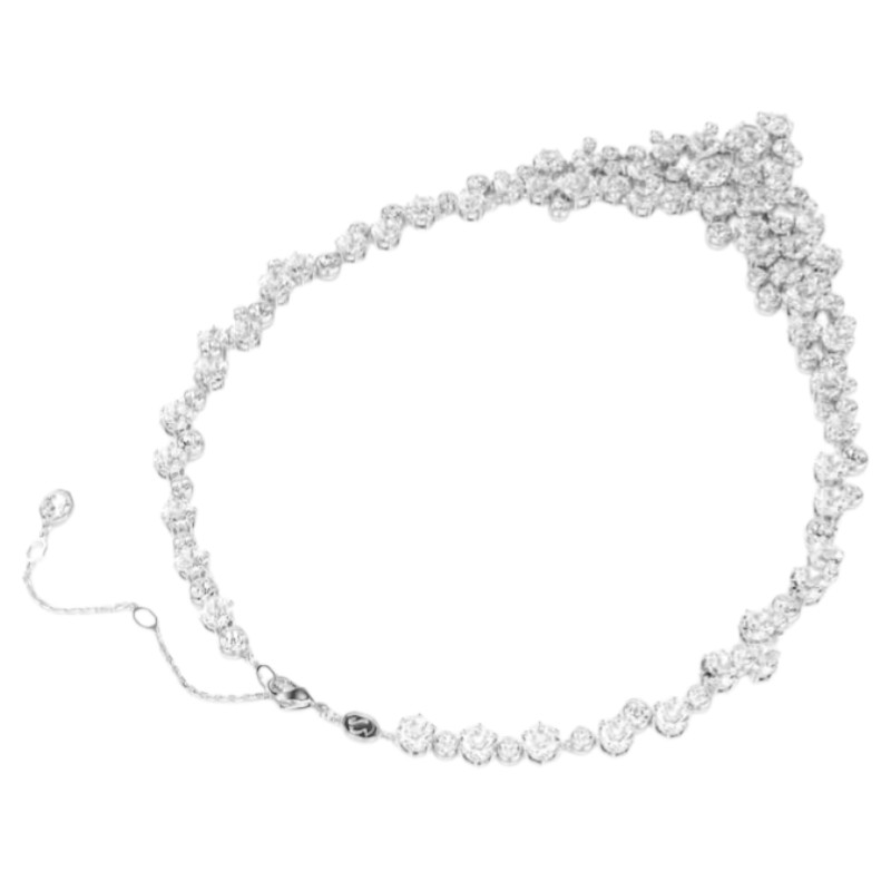 Swarovski Mixed Cuts Clasp Constella Necklace, White and Rhodium Plated