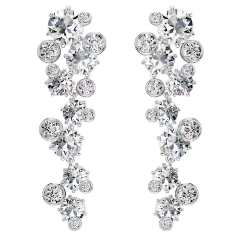 Swarovski Mixed Cuts Constella Drop Earrings, White and Rhodium Plated