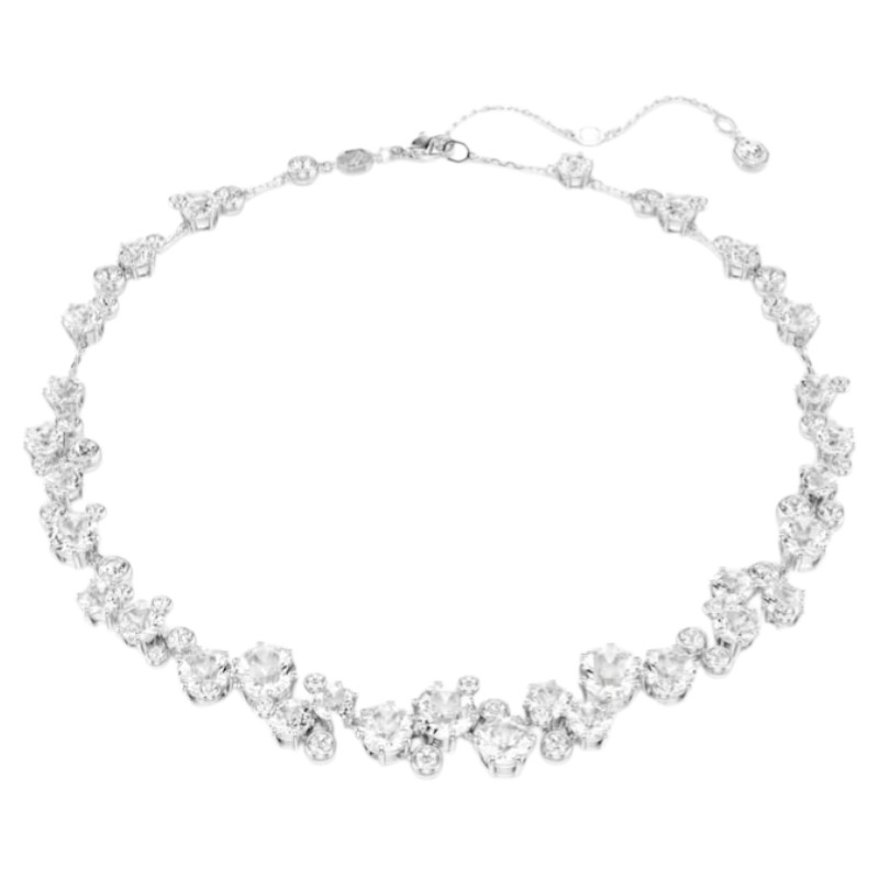 Swarovski Round Cut Constella Necklace, White and Rhodium Plated