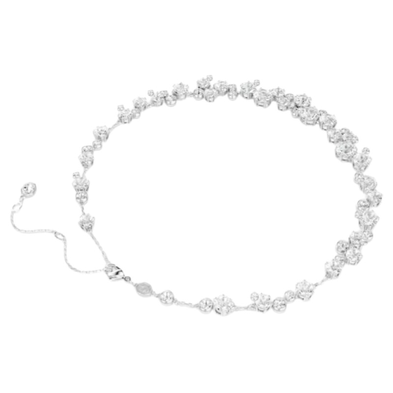 Swarovski Round Cut Constella Necklace, White and Rhodium Plated