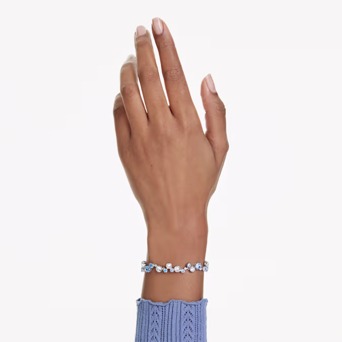 Swarovski Mixed Cuts Constella Bracelet, Blue and Rhodium Plated