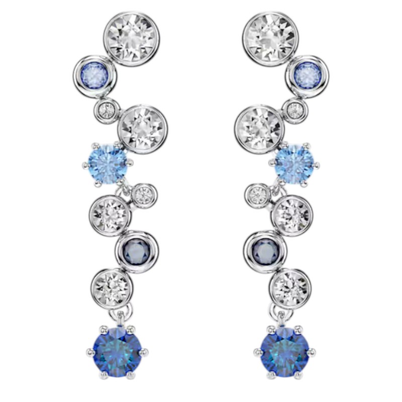Swarovski Mixed Cuts Constella Drop Earrings, Blue and Rhodium Plated
