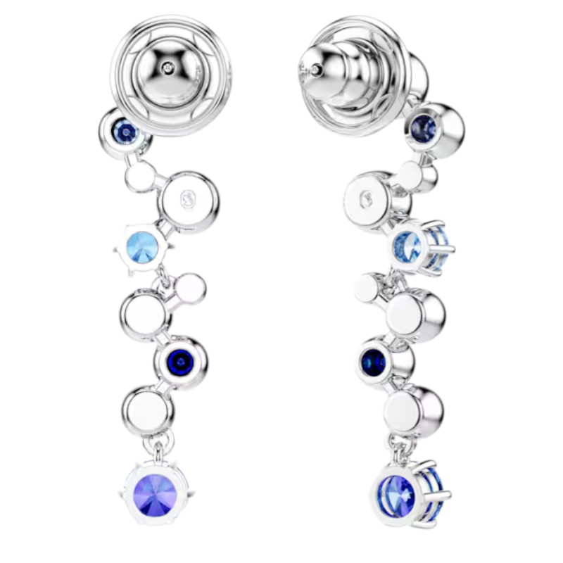 Swarovski Mixed Cuts Constella Drop Earrings, Blue and Rhodium Plated