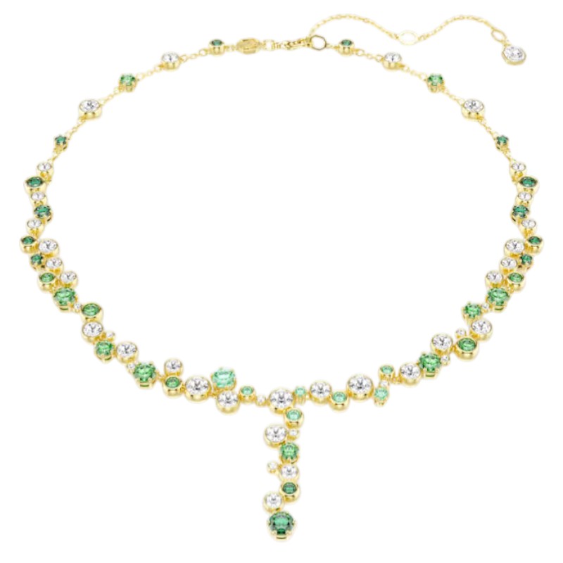 Swarovski Mixed Cuts Constella Y Necklace, Green and Gold Tone Plated
