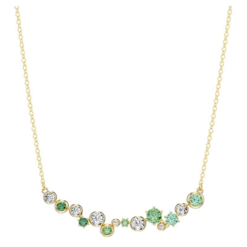 Swarovski Mixed Cuts Constella Necklace, Green and Gold Tone Plated