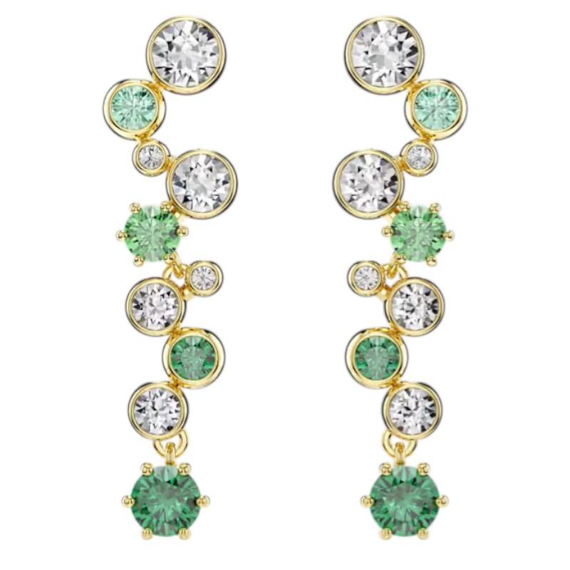 Swarovski Mixed Cuts Constella Drop Earrings, Green and Gold Tone Plated