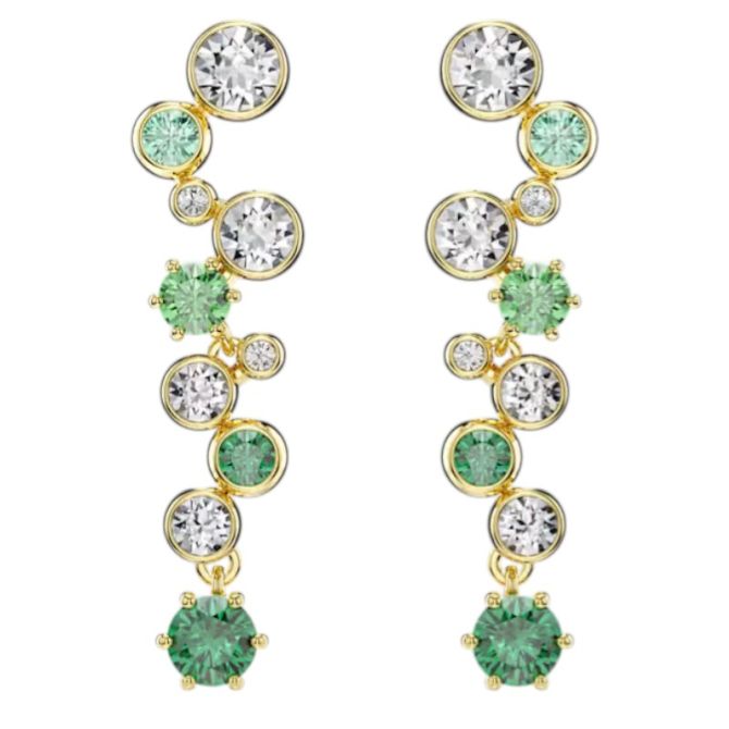 Swarovski Mixed Cuts Constella Drop Earrings, Green and Gold Tone Plated