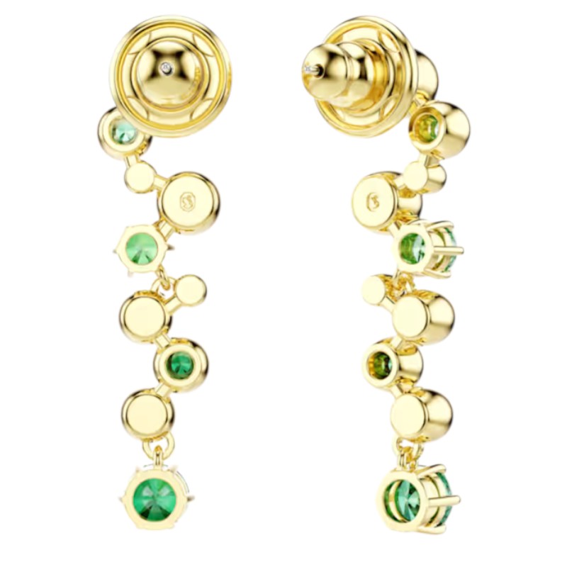 Swarovski Mixed Cuts Constella Drop Earrings, Green and Gold Tone Plated