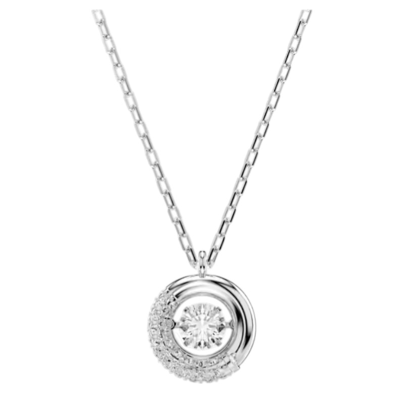 Swarovski Round Cut Dextera Pendant Necklace, White and Rhodium Plated