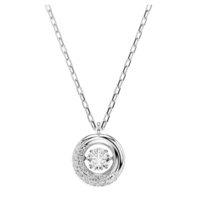 Swarovski Round Cut Dextera Pendant Necklace, White and Rhodium Plated