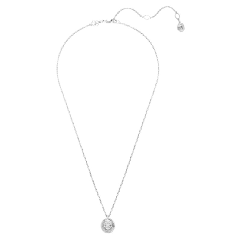 Swarovski Round Cut Dextera Pendant Necklace, White and Rhodium Plated