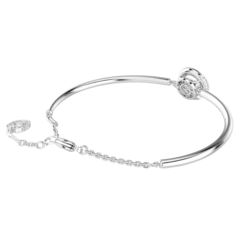 Swarovski Round Cut Dextera Bangle Bracelet, White and Rhodium Plated