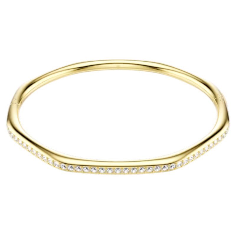 Swarovski Octagon Shape Round Cut Dextera Bangle Bracelet, White and Gold Tone Plated