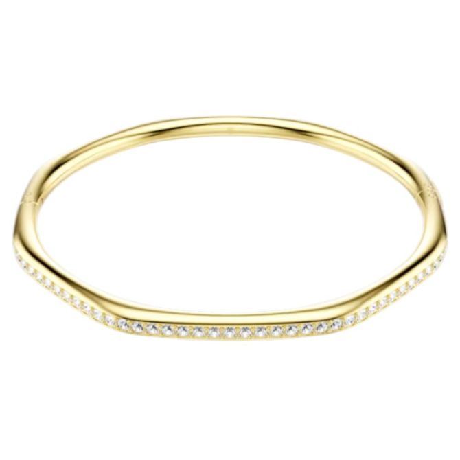 Swarovski Octagon Shape Round Cut Dextera Bangle Bracelet, White and Gold Tone Plated