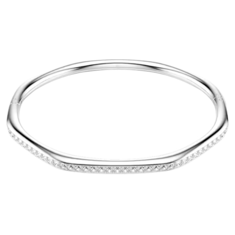 Swarovski Octagon Shape Round Cut Dextera Bangle Bracelet, White and Rhodium Plated