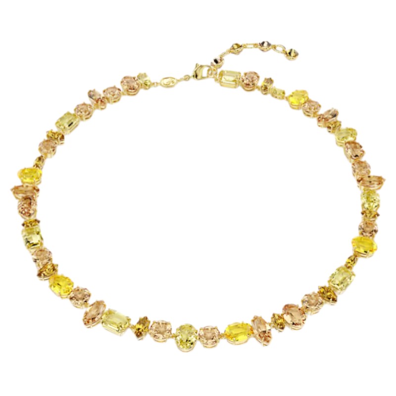 Swarovski Mixed Cuts Gema Tennis Necklace, Yellow and Gold Tone Plated