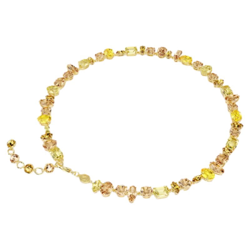 Swarovski Mixed Cuts Gema Tennis Necklace, Yellow and Gold Tone Plated