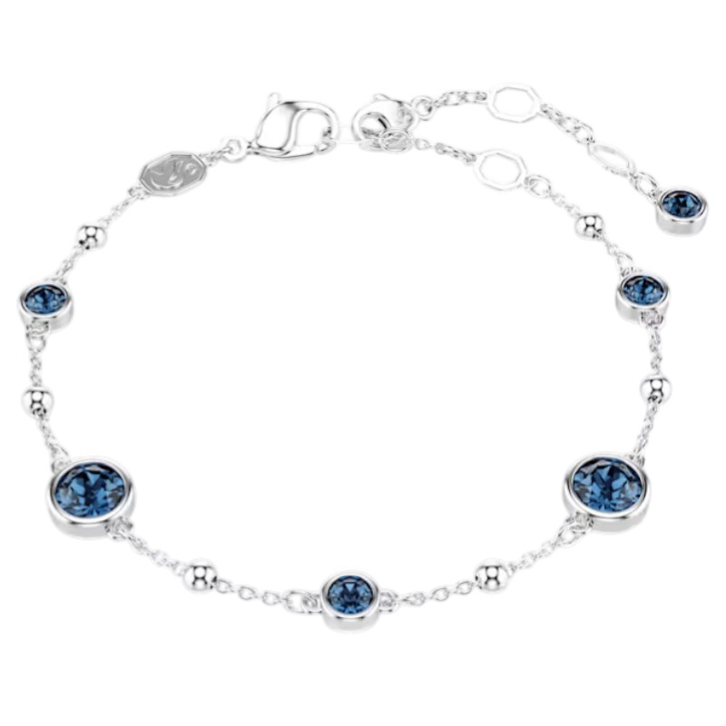 Swarovski Round Cut Imber Bracelet, Blue and Rhodium Plated