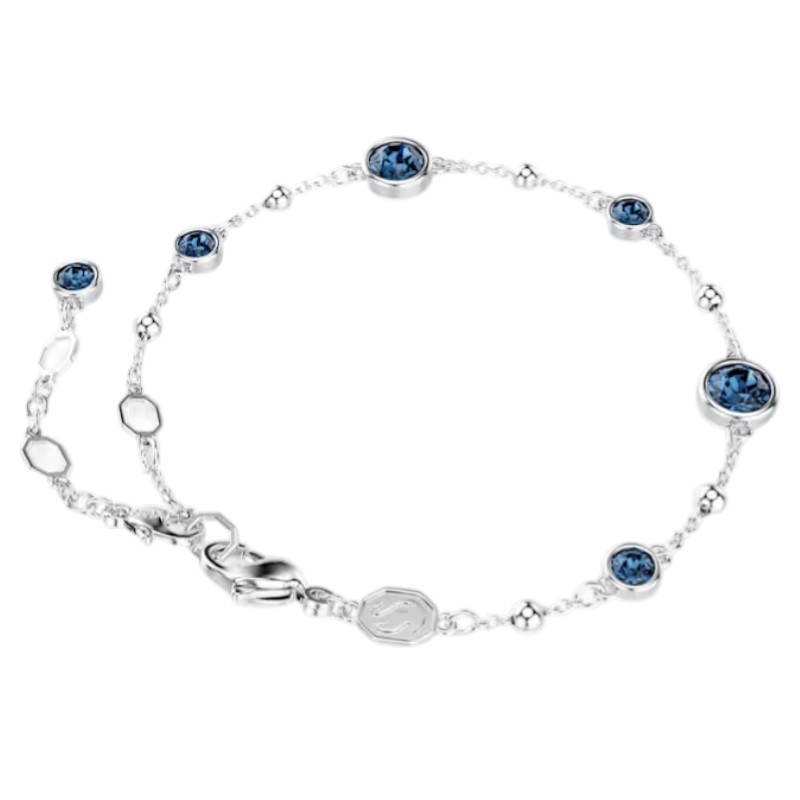 Swarovski Round Cut Imber Bracelet, Blue and Rhodium Plated