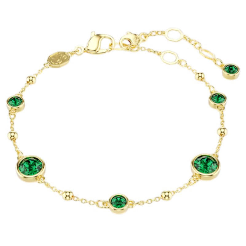 Swarovski Round Cut Imber Bracelet, Green and Gold Tone Plated