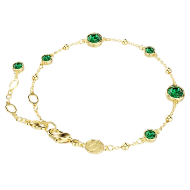 Swarovski Round Cut Imber Bracelet, Green and Gold Tone Plated