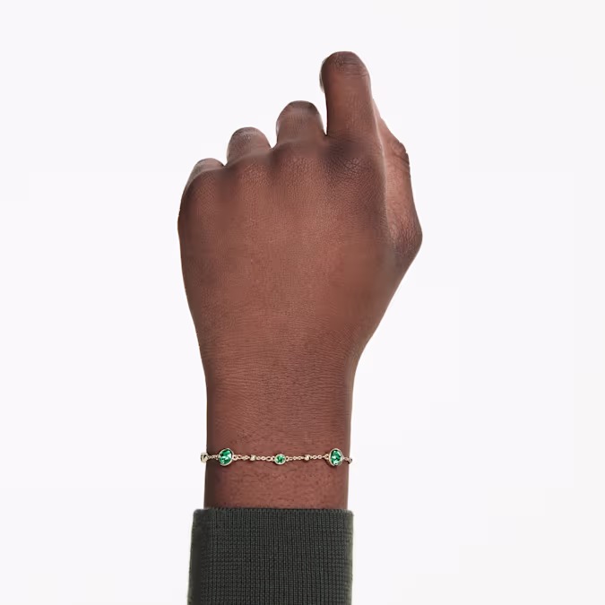 Swarovski Round Cut Imber Bracelet, Green and Gold Tone Plated