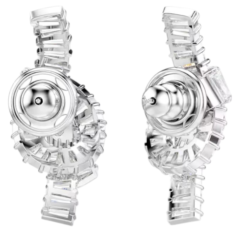 Swarovski Knot Baguette Cut Matrix Earrings, White and Rhodium Plated