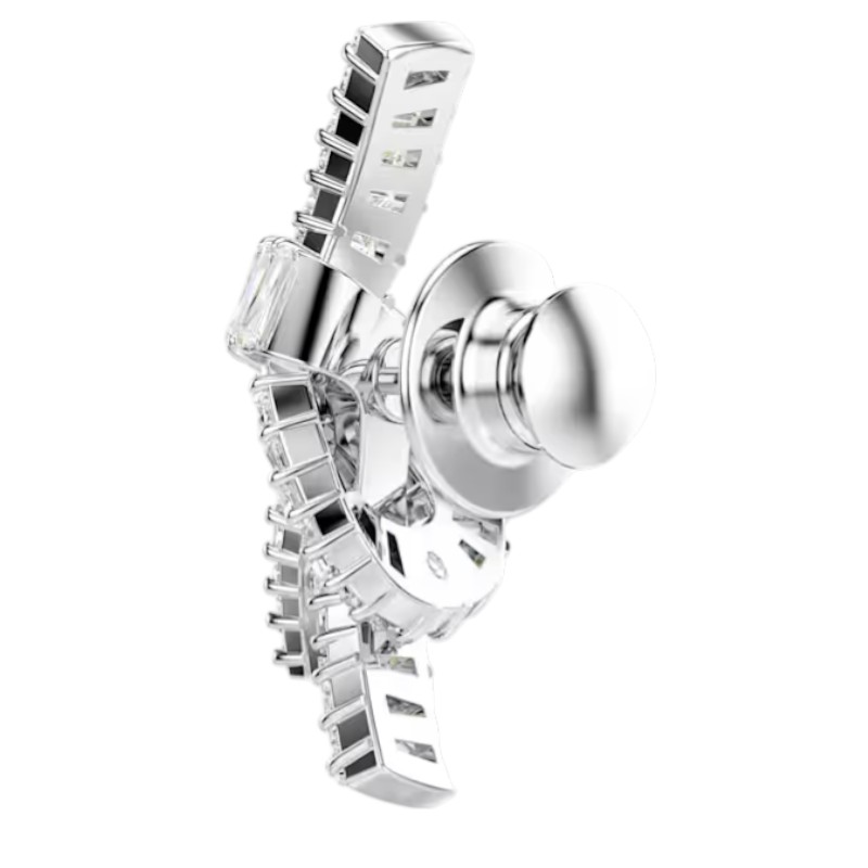 Swarovski Baguette Cut Matrix Tack Pin, White and Rhodium Plated