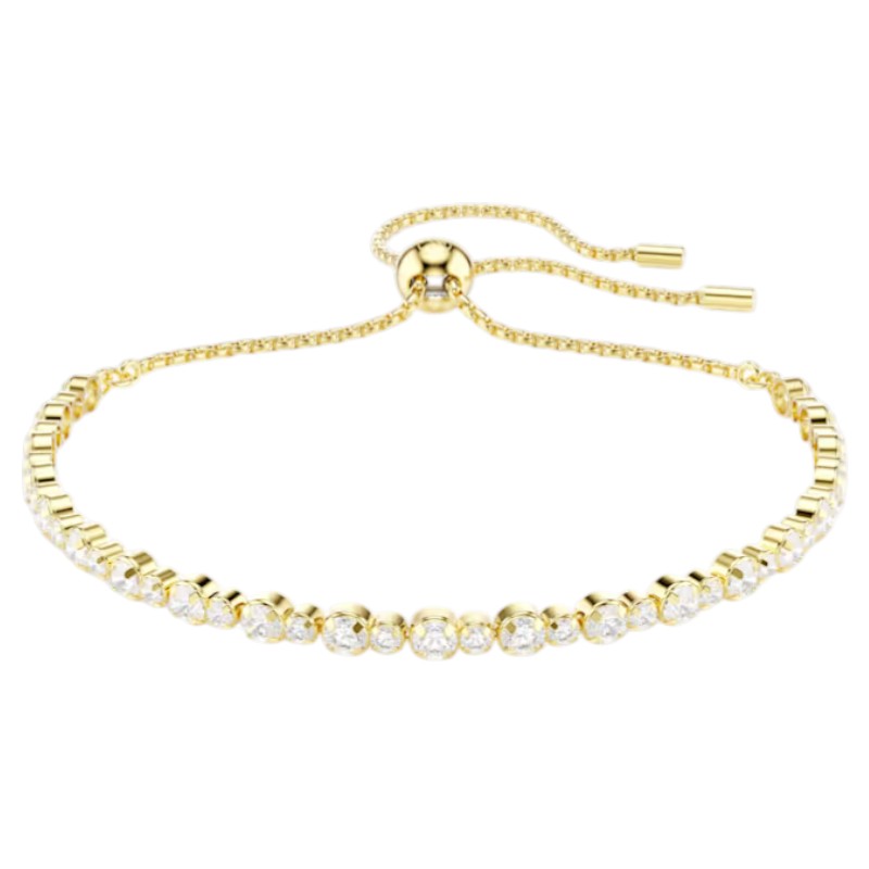 Swarovski Round Cut Matrix Tennis Bracelet, White and Gold Tone Plated