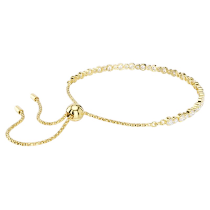 Swarovski Round Cut Matrix Tennis Bracelet, White and Gold Tone Plated