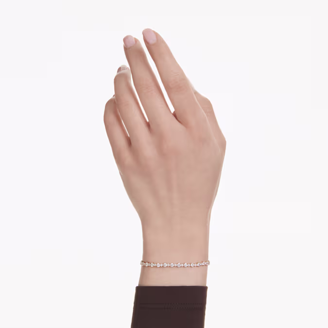 Swarovski Round Cut Matrix Tennis Bracelet, White and Gold Tone Plated