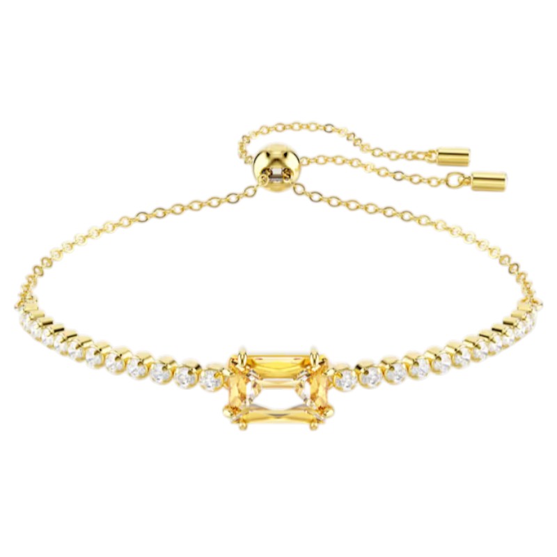 Swarovski Mixed Cuts Matrix Tennis Bracelet, Caramel and Gold Tone Plated