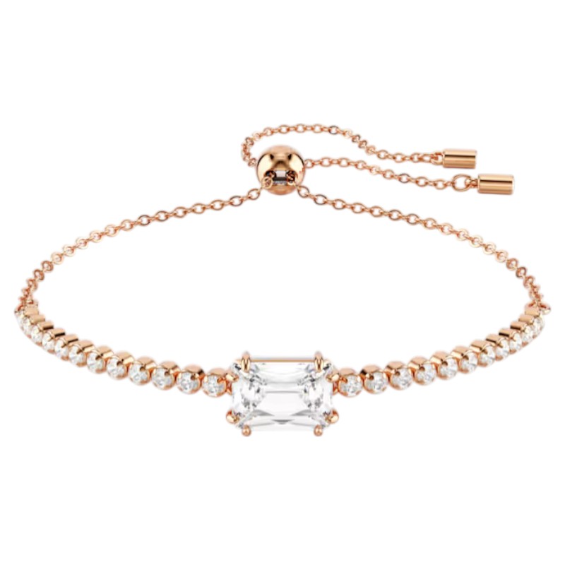 Swarovski Mixed Cuts Matrix Tennis Bracelet, White and Rose Gold Tone Plated